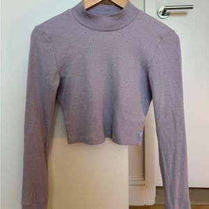 Women's Lavender Long Sleeve Crop Mock Neck